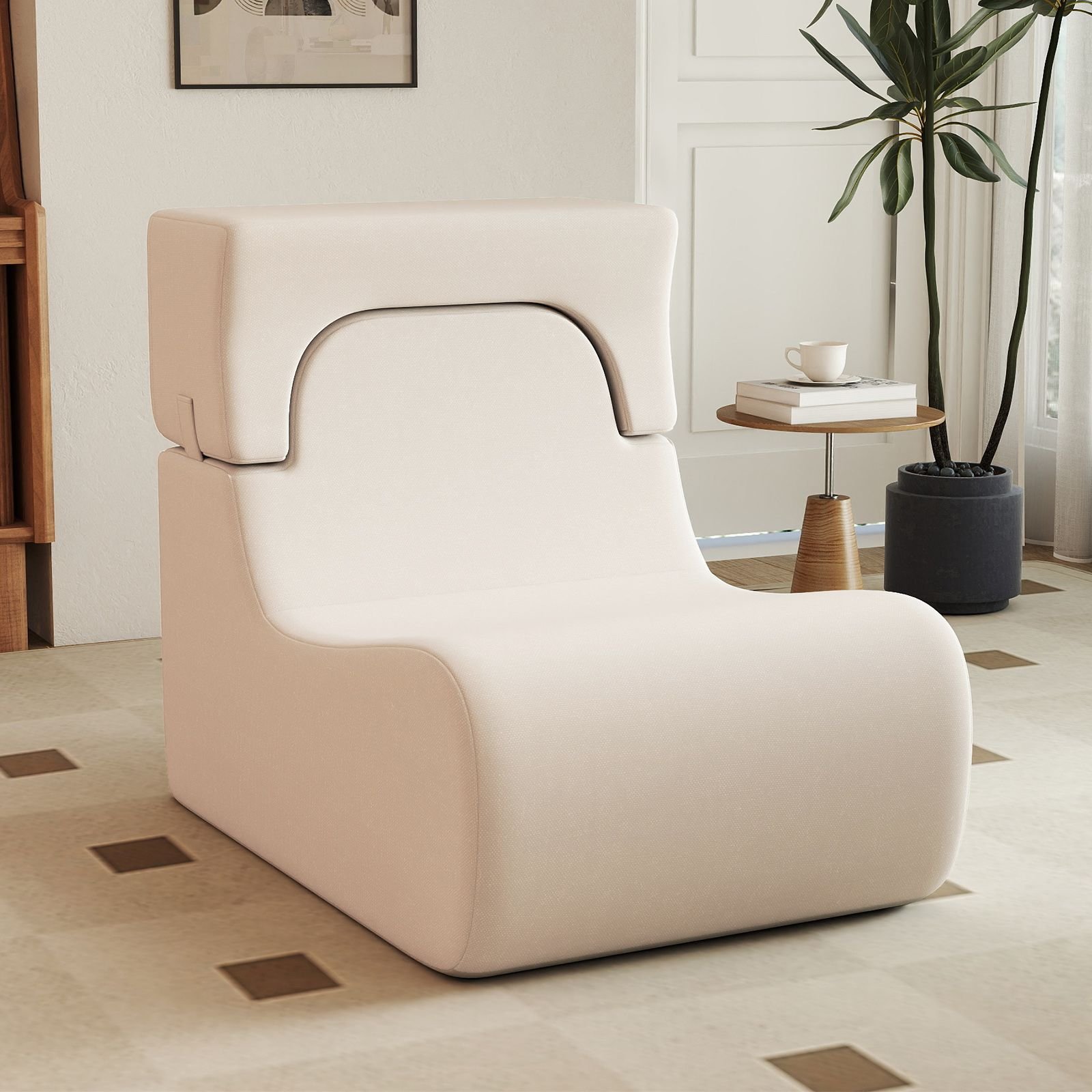 Boneless Floor Chair Beige Lifestyle View Beige boneless floor chair lifestyle view