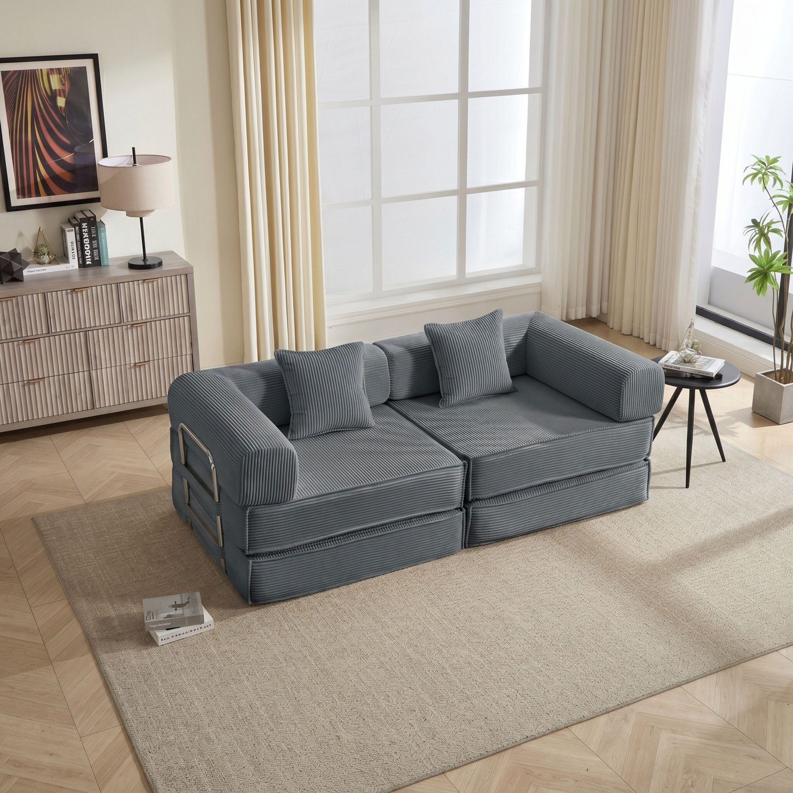 d01027rzz1x 1 78-inch convertible modular sofa bed in gray corduroy