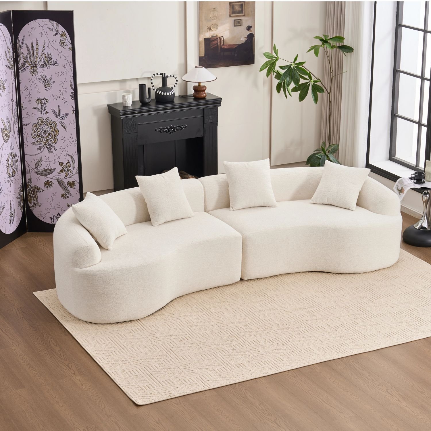 110 inch curved boneless modular sofa — white chenille 110 inch curved boneless modular sofa — white chenille