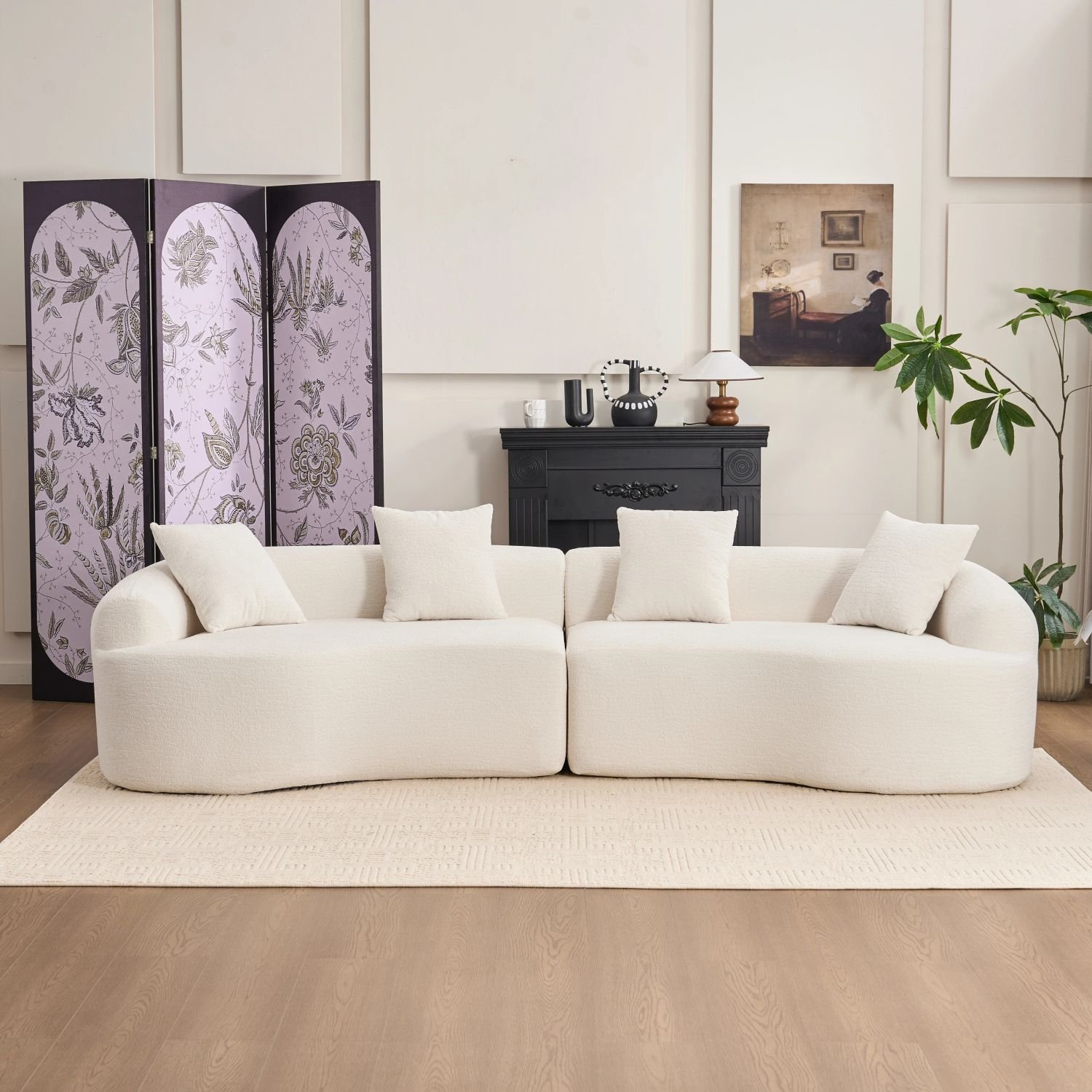 110 inch curved boneless modular sofa — white chenille 110 inch curved boneless modular sofa — white chenille
