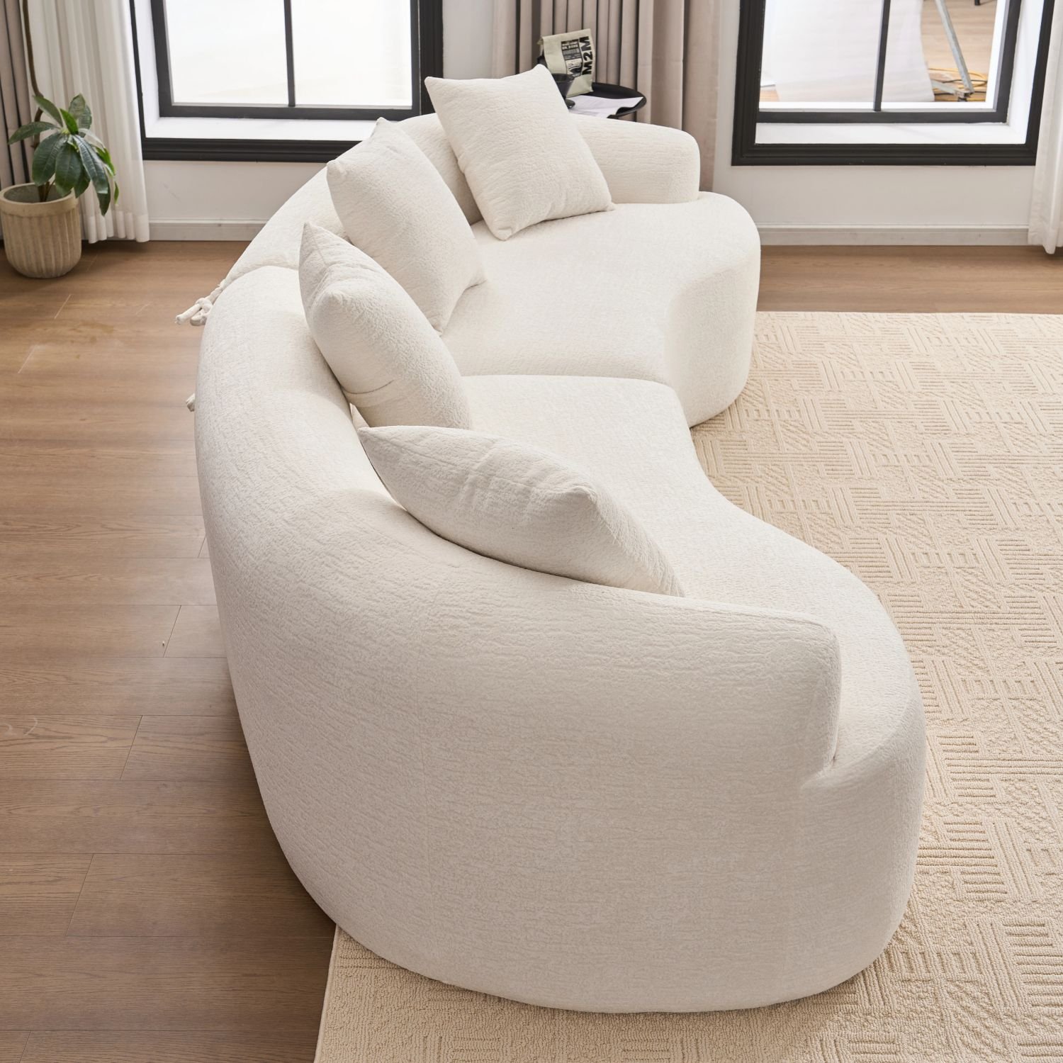 110 inch curved boneless modular sofa — white chenille 110 inch curved boneless modular sofa — white chenille
