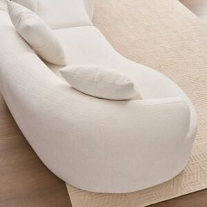 110 inch curved boneless modular sofa — white chenille