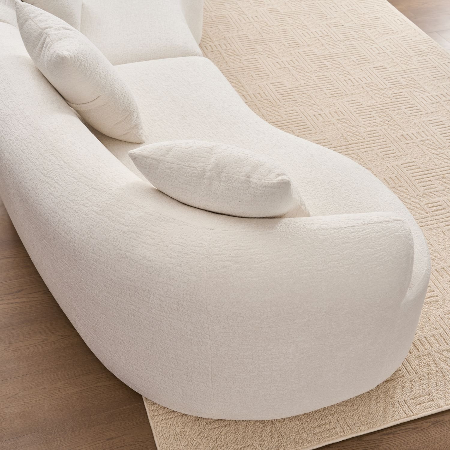 110 inch curved boneless modular sofa — white chenille 110 inch curved boneless modular sofa — white chenille