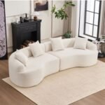 110-Inch Curved Boneless Modular Sofa — White Chenille