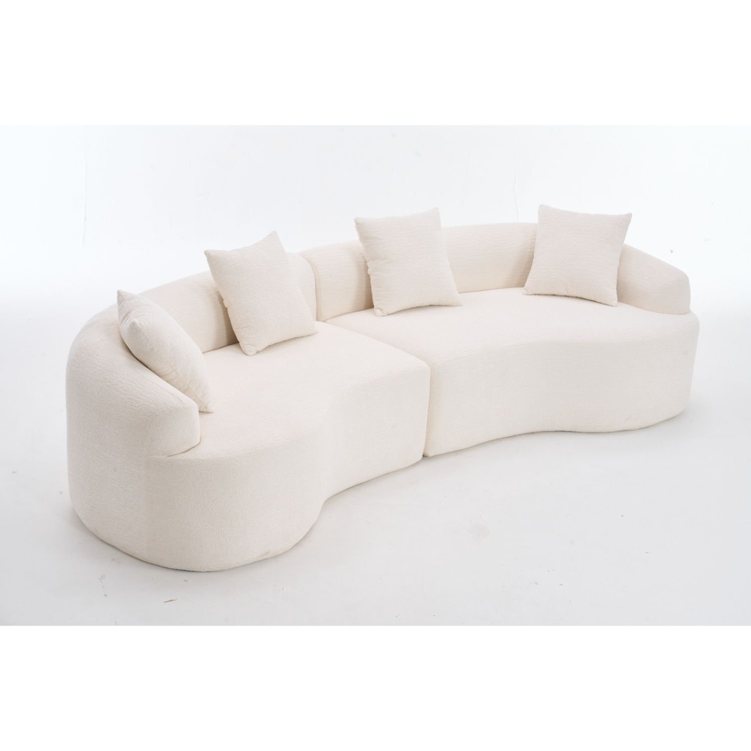 110 inch curved boneless modular sofa — white chenille 110 inch curved boneless modular sofa — white chenille
