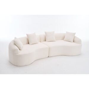 110 inch curved boneless modular sofa — white chenille