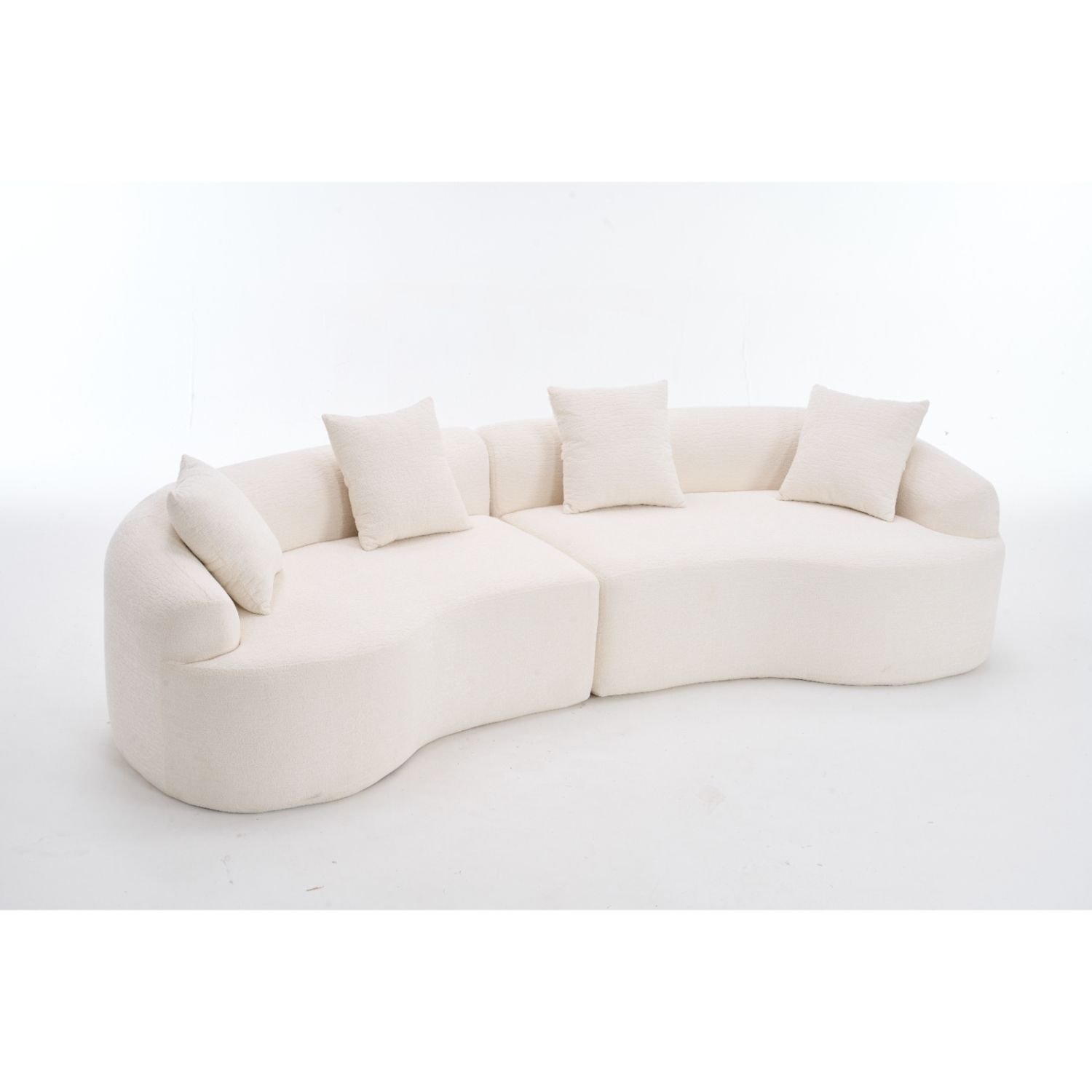110 inch curved boneless modular sofa — white chenille 110 inch curved boneless modular sofa — white chenille