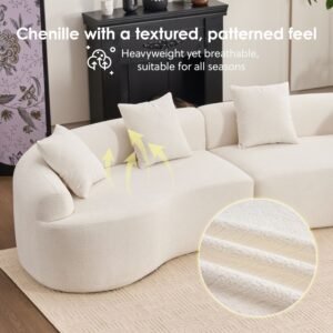 110 inch curved boneless modular sofa — white chenille