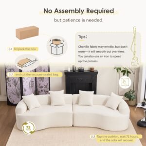 110 inch curved boneless modular sofa — white chenille