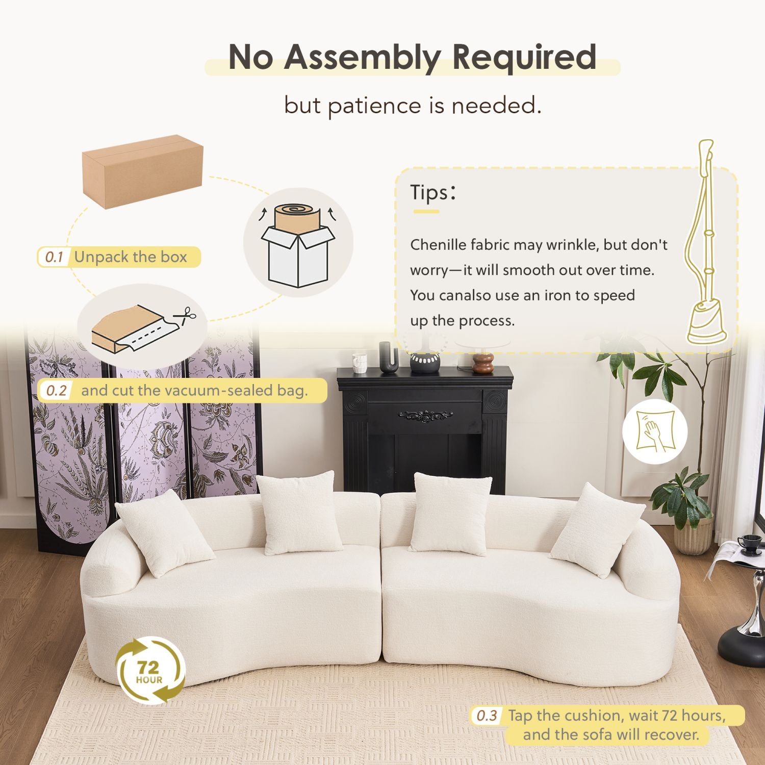 110 inch curved boneless modular sofa — white chenille 110 inch curved boneless modular sofa — white chenille