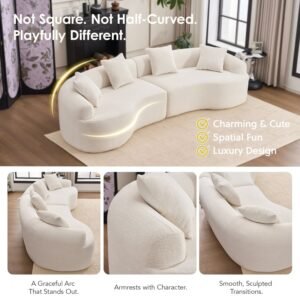 110 inch curved boneless modular sofa — white chenille