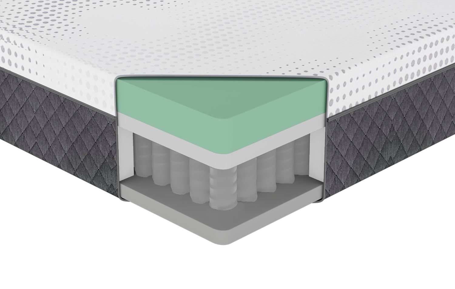 d0102hp9e72 5 Hybrid mattress cutaway showing foam and pocket coil construction