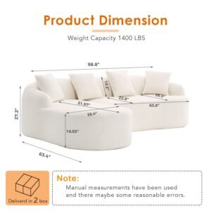 Boneless L-shape chenille sectional sofa dimensions