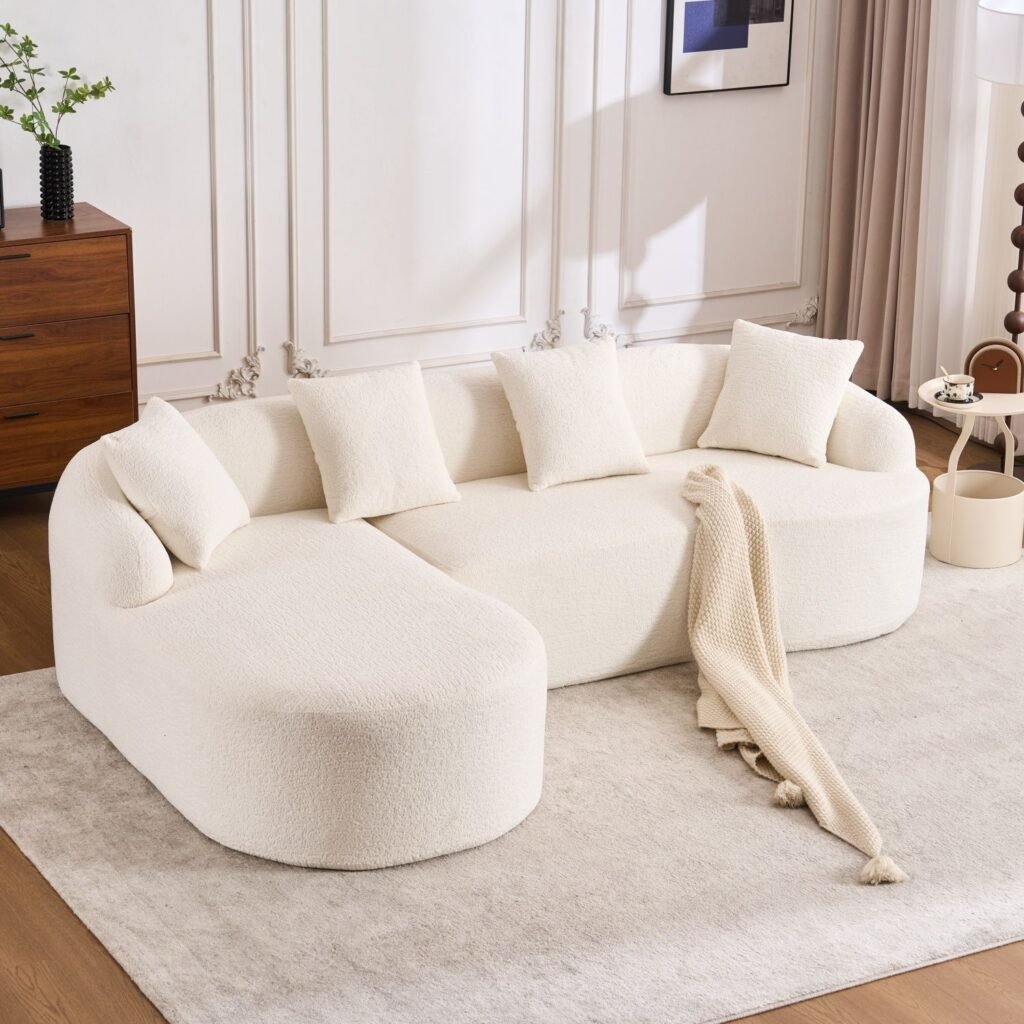 Modular Sofas boneless l shape chenille sectional with curved chaise