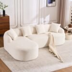 Boneless L-Shape Chenille Sectional with Curved Chaise