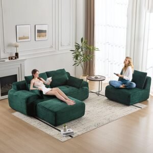 Green 119-inch modular corduroy compressed sectional alternate view