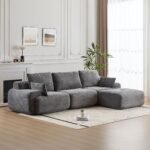 119-Inch Modular Corduroy Compressed Sectional