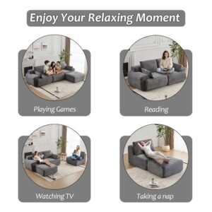 Gray modular corduroy sectional configuration view