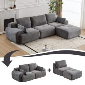 Compressed sectional sofa setup and unboxing guidance
