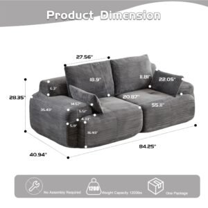 84 inch modular corduroy compressed sofa