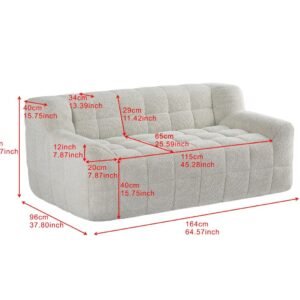Dimensions of beige compressed 2-seat modular sofa