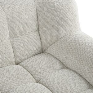 Close-up of cushioned seat and back on beige modular sofa