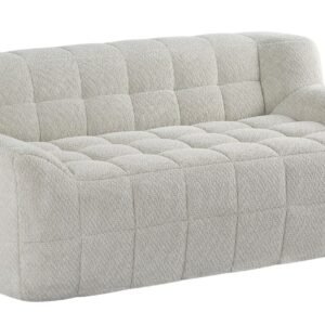 Beige velvet compressed modular sofa with deep cushioned seating