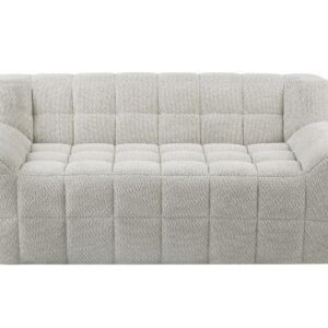 Front view of beige 2-seat modular sofa with tufted cushioning