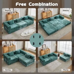 Green compressed modular convertible sofa bed alternate product view 1