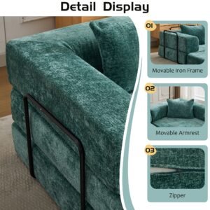 Green compressed modular convertible sofa bed alternate product view 2