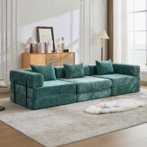 Green compressed modular convertible sofa bed