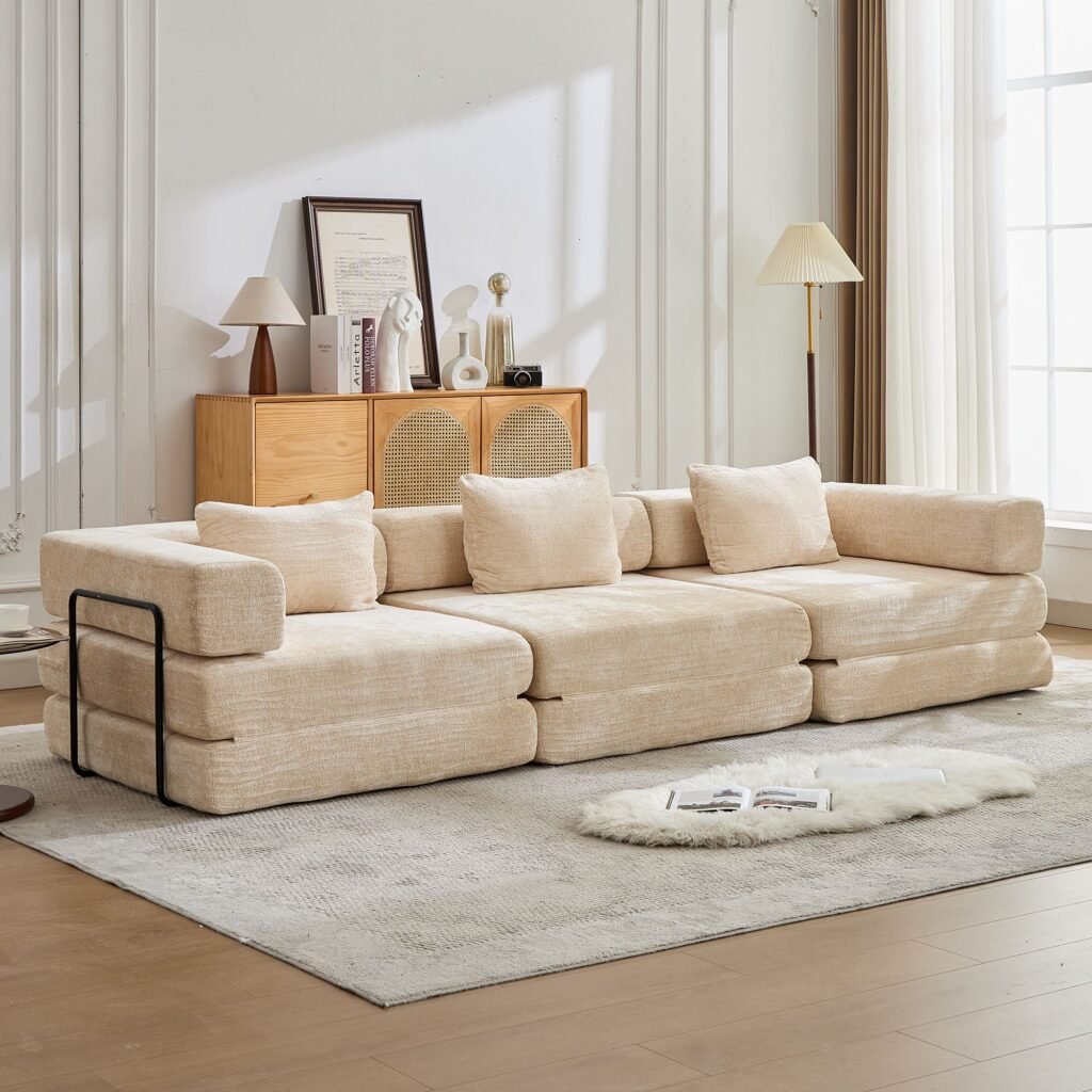 Modular Sofas Beige compressed modular convertible sofa bed