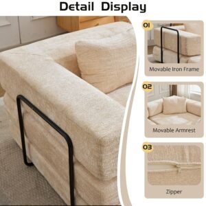 Beige compressed modular convertible sofa bed alternate product view 2