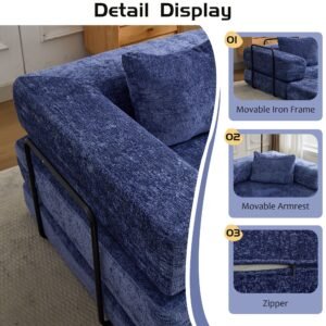 Blue compressed modular convertible sofa bed alternate product view 2