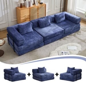 Blue compressed modular convertible sofa bed alternate product view 3